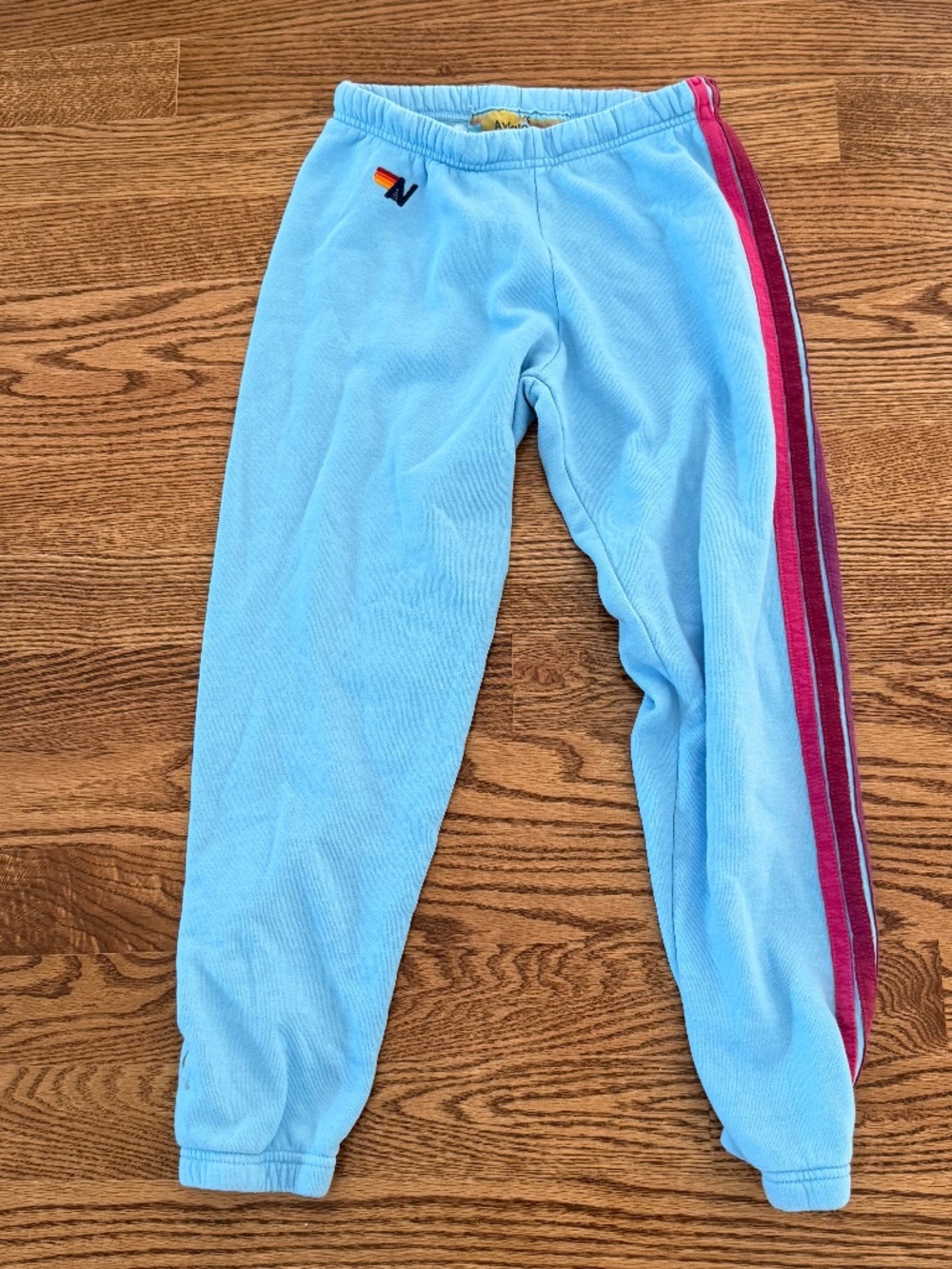 Aviator Nation Blue Rainbow Logo Sweatpants Joggers XS